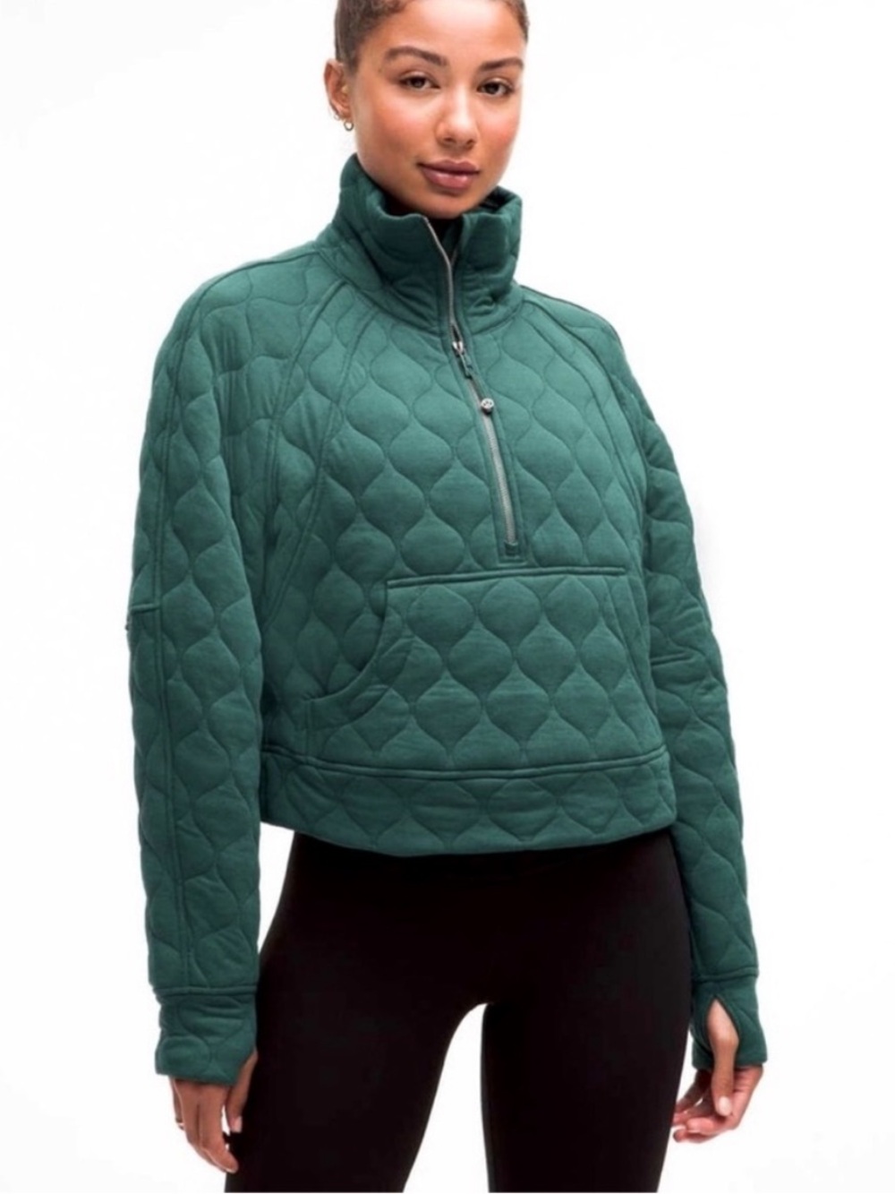 Lululemon Scuba Oversized Quilted Half Zip RARE Storm Teal Size M/L
